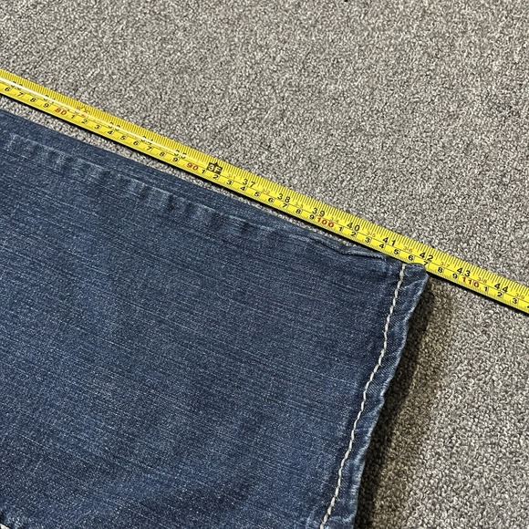 Y2K Code Bleu Blue Modern Rise Bootcut Jeans Size 14R Embroidered - Picture 7 of 8